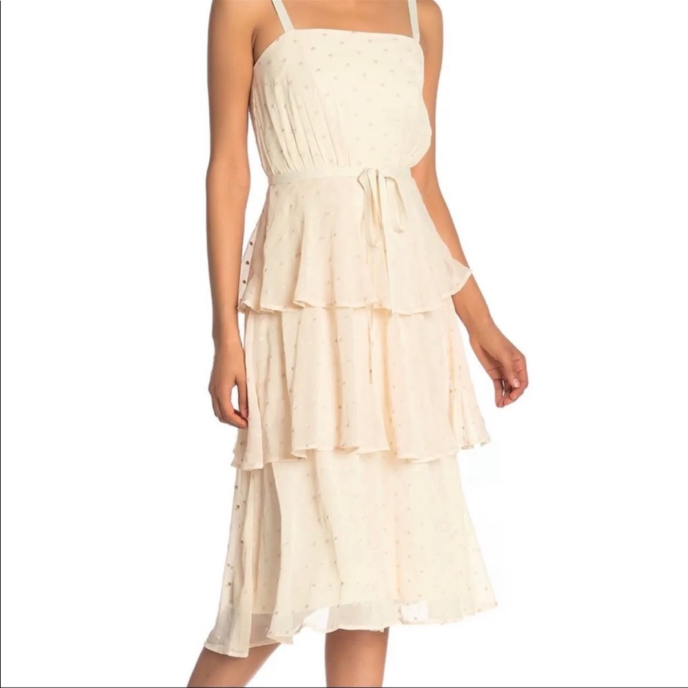 Beautiful gal meet glam creamy tiered dress